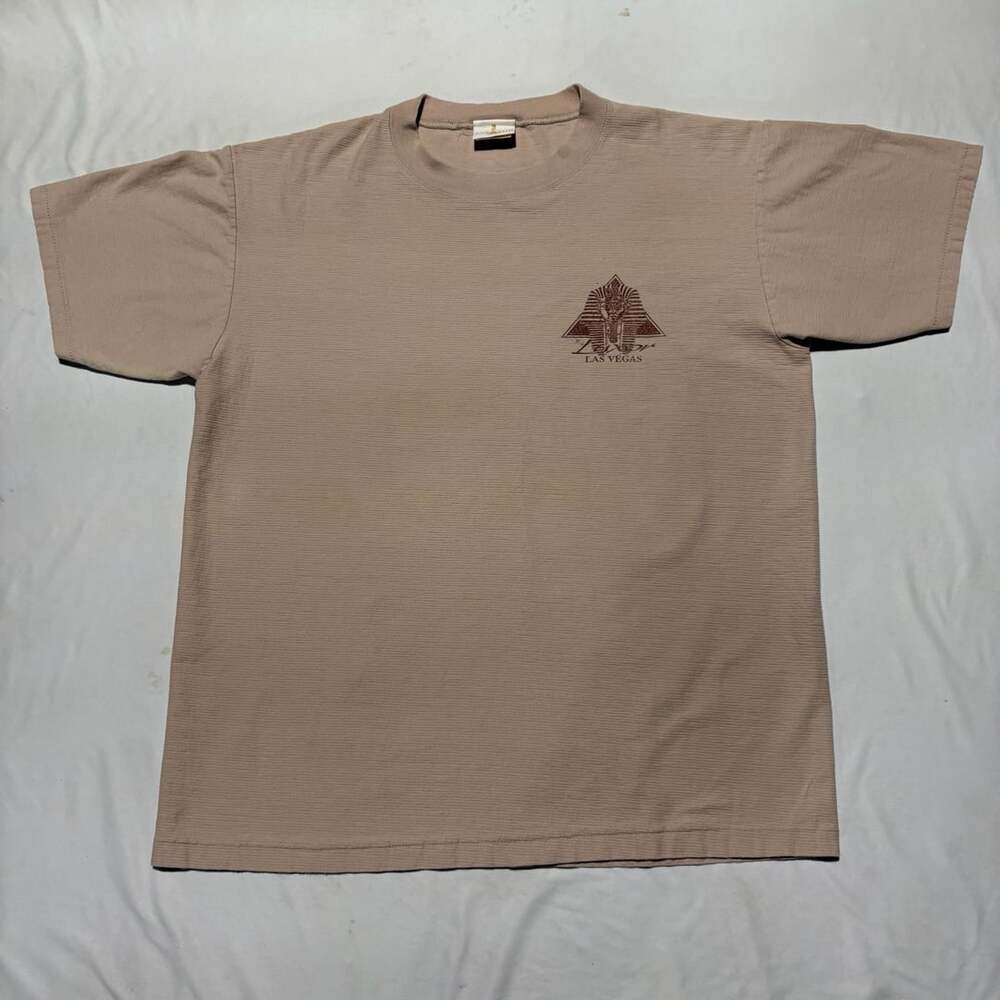 Pyramid Creations Luxor Las Vegas T-Shirt Size Large Vintage Brown Egyptian Map